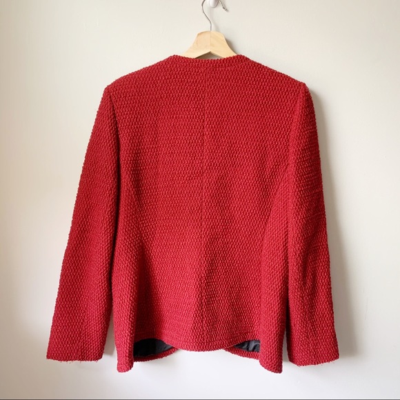 Lafayette 148 Textured Red Button Front Blazer - Picture 4 of 4